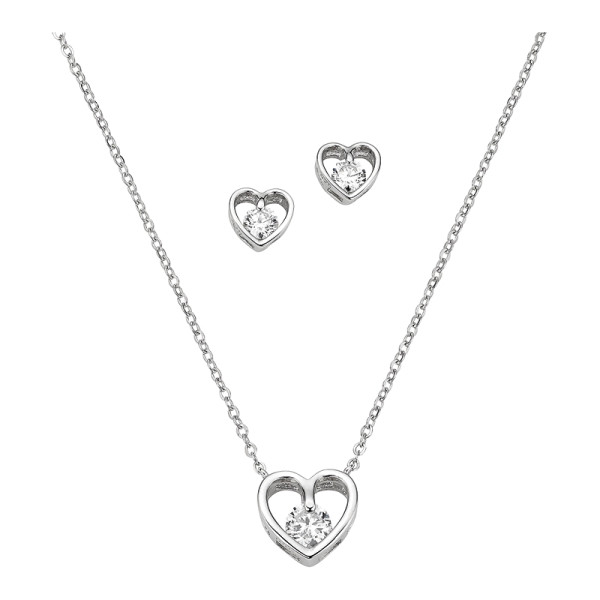 Set Silber Herz Zirkonia
